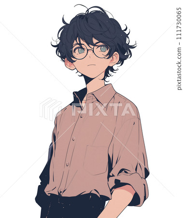 A boy with glasses and slightly curly hair (AI generated image) A boy with glasses and slightly curly hair (AI generated image) 111730065