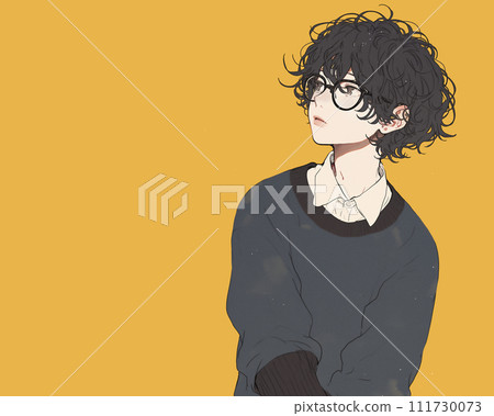 A boy with glasses and slightly curly hair (AI generated image) 111730073