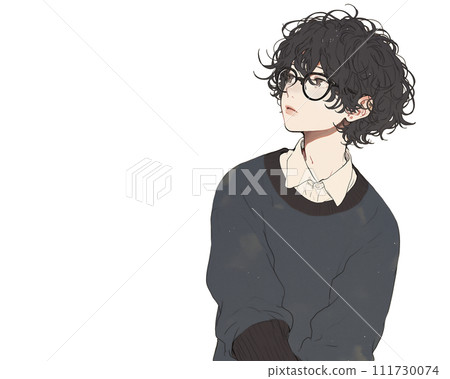 A boy with glasses and slightly curly hair (AI generated image) 111730074