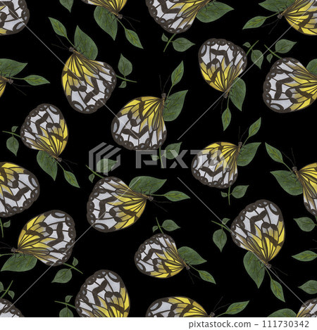 Seamless Pattern with Colorful Butterflies on Black Background. Seamless Pattern with Colorful Butterflies on Black Background. 111730342