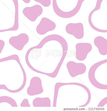 Hand Drawn Seamless Patterns with Hearts in Doodle Style. Hand Drawn Seamless Patterns with Hearts in Doodle Style. 111730343