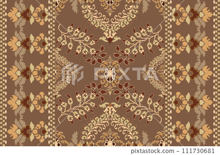 Ikat tribal Indian seamless pattern. Ethnic Aztec fabric carpet mandala ornament native boho chevron textile.Geometric African American oriental traditional vector illustrations. Embroidery style. Ikat tribal Indian seamless pattern. Ethnic Aztec fabric carpet mandala ornament native boho chevron textile.Geometric African American oriental traditional vector illustrations. Embroidery style. 111730681