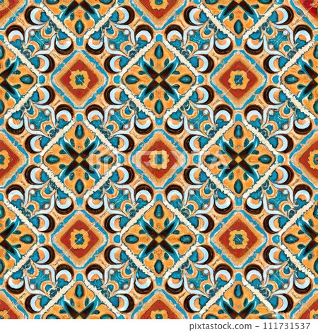 seamless orient pattern tile with Generative AI. 111731537
