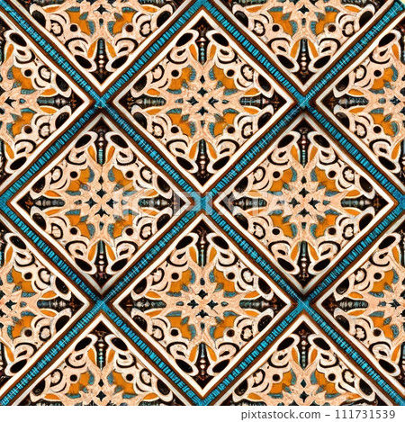 seamless orient pattern tile with Generative AI. 111731539