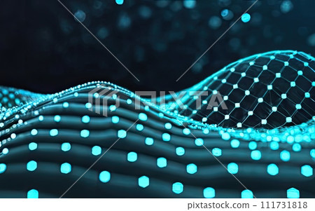 Abstract Waving Particle Technology Background Design with Generative AI. 111731818