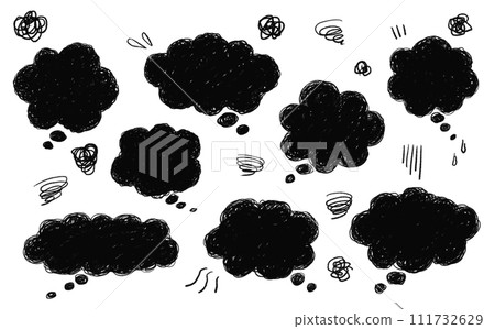 Vector illustration of a hand-drawn speech bubble like a hazy cloud, handwritten illustration 111732629