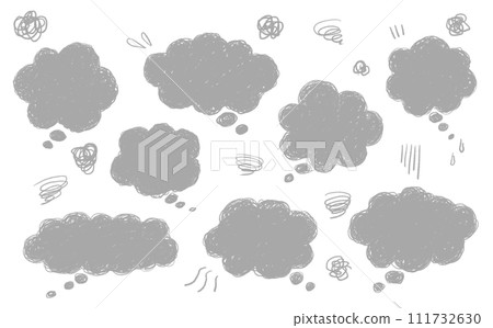 Vector illustration of a hand-drawn speech bubble like a hazy cloud, handwritten illustration 111732630