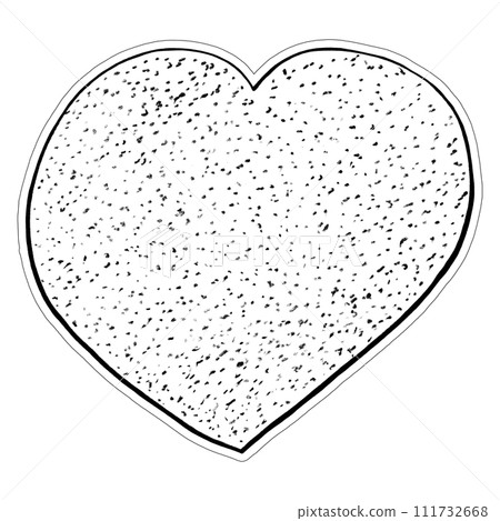 Black Heart Sticker Drawn by Colored Pencil. Heart Shape Isolated on White Background. 111732668