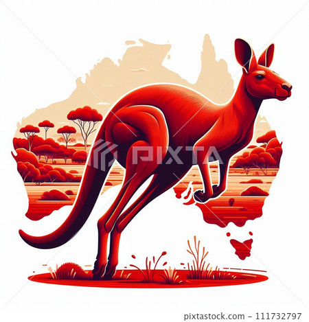 Kangaroo jumping on the grassland Kangaroo jumping on the grassland 111732797