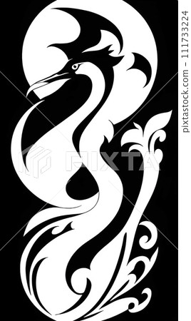 black and white decorative swan. vector illustration 111733224
