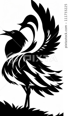 black and white decorative swan. vector illustration 111733225