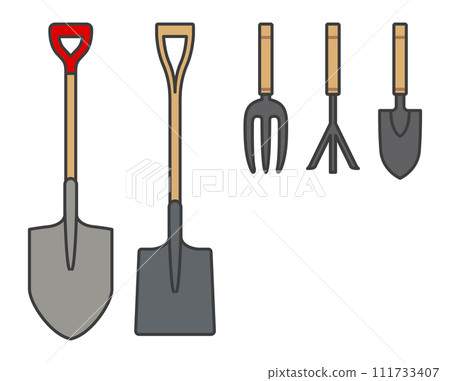 Shovel illustrations of various designs 111733407