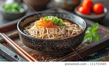 Traditional Japanese soba and udon set meal 111733485