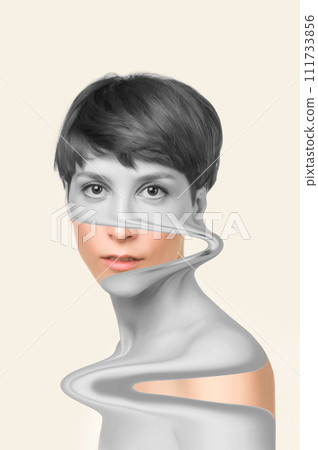 Beautiful woman changing skin - beauty and lifting concept 111733856