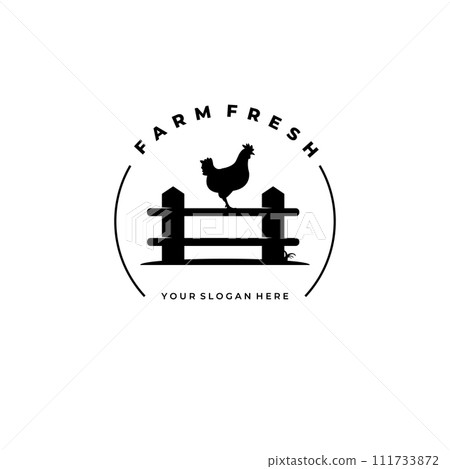 Fence Farm Fresh Rooster Logo Vector Illustration Design Vintage Icon Fence Farm Fresh Rooster Logo Vector Illustration Design Vintage Icon 111733872
