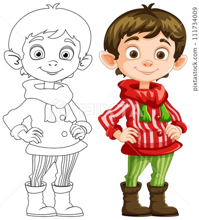 Colorful Elf Illustration Before and After Colorful Elf Illustration Before and After 111734009
