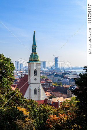 View to the famous St. Martin's Cathedral and the old town in Bratislava, Slovakia View to the famous St. Martin's Cathedral and the old town in Bratislava, Slovakia 111734187