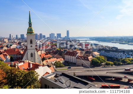 View to the famous St. Martin's Cathedral and the old town in Bratislava, Slovakia View to the famous St. Martin's Cathedral and the old town in Bratislava, Slovakia 111734188
