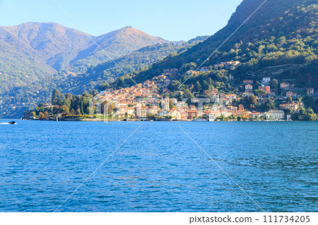Panoramic view of Torno town on Lake Como in Italy Panoramic view of Torno town on Lake Como in Italy 111734205