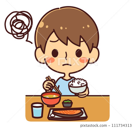 A boy who is picky when it comes to food Meal illustration material A boy who is picky when it comes to food Meal illustration material 111734313