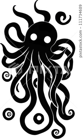 Animal concept. Black and white octopus silhouette. 111734689
