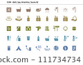 Icon set for public baths, hot springs, saunas, etc._Earth color 111734734