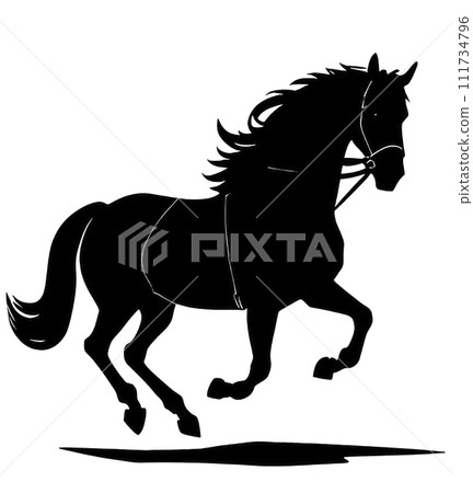 Animal concept. Black and white running horse silhouette. 111734796