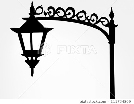 Black and white decorative street lamp. Black and white decorative street lamp. 111734809