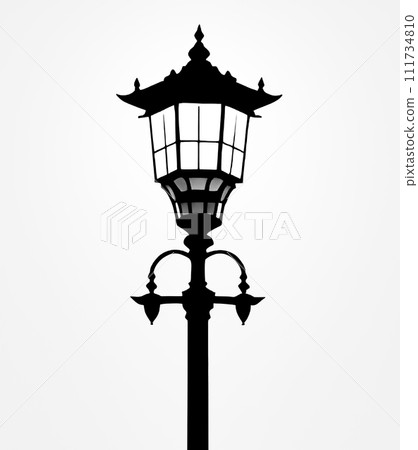 Black and white decorative street lamp. Black and white decorative street lamp. 111734810