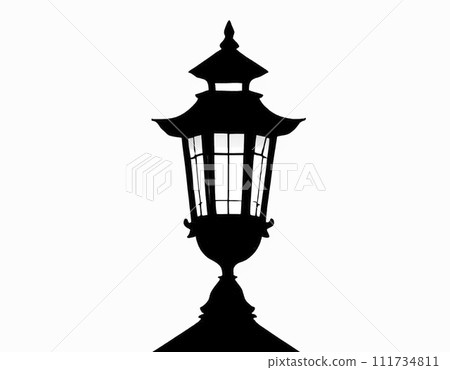 Black and white decorative street lamp. Black and white decorative street lamp. 111734811