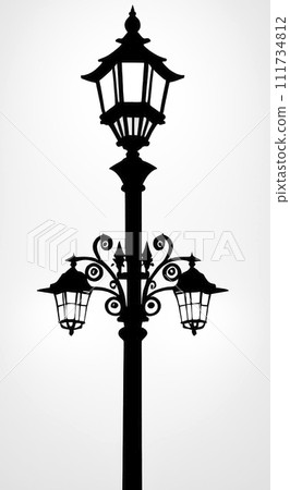 Black and white decorative street lamp. Black and white decorative street lamp. 111734812