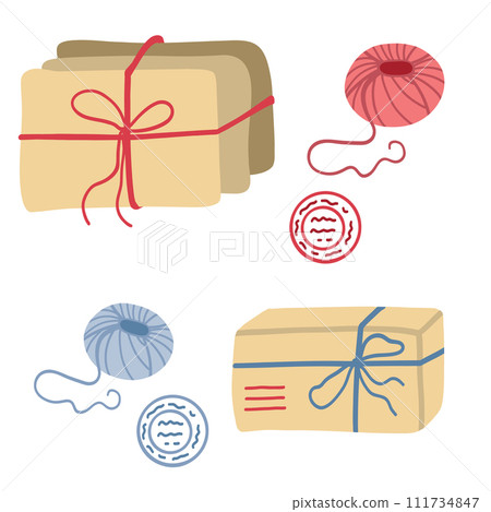 Letters parcel flat design set group of objects 111734847