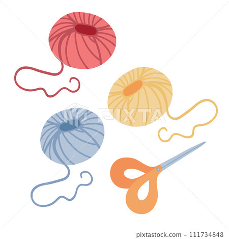 Knitting elements flat design group of objects 111734848