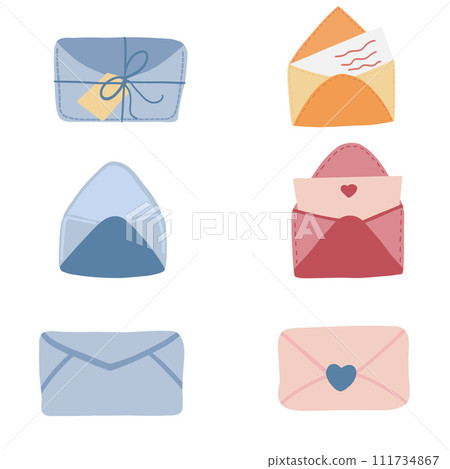 Group of objects flat design types of letters mail Group of objects flat design types of letters mail 111734867