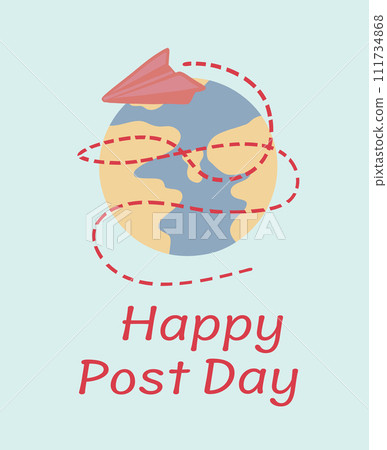 Planet paper plane flat design happy post day 111734868