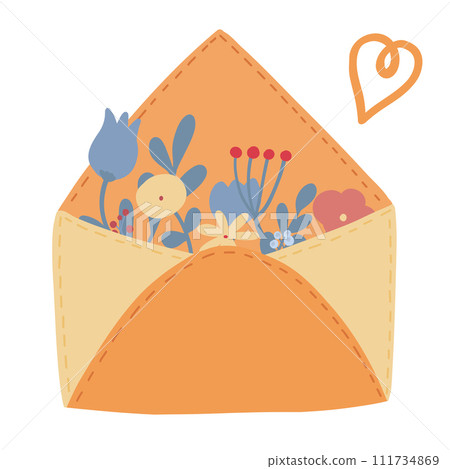 Love post letters mail flat design yellow Love post letters mail flat design yellow 111734869