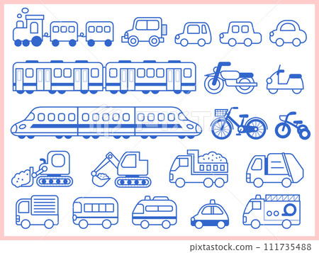 Cute vehicle icon set Cute vehicle icon set 111735488