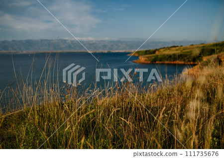 Beautiful landscape of Croatia, Croatia coast, blue water of adriatic sea with shoreline. 111735676