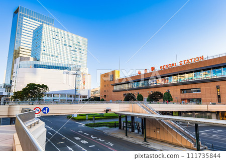 Sendai station west exit morning view 111735844