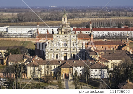 Awesome panorama view of Certosa of Pavia monastery and sanctuary 111736003