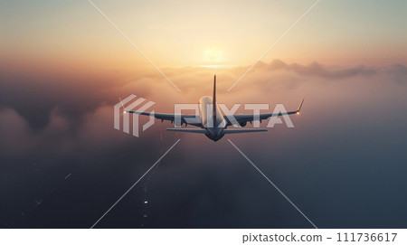 飛機在天空中飛行 111736617