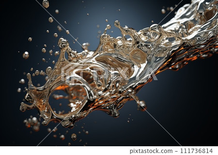 Transparent splash of water on a dark background 111736814