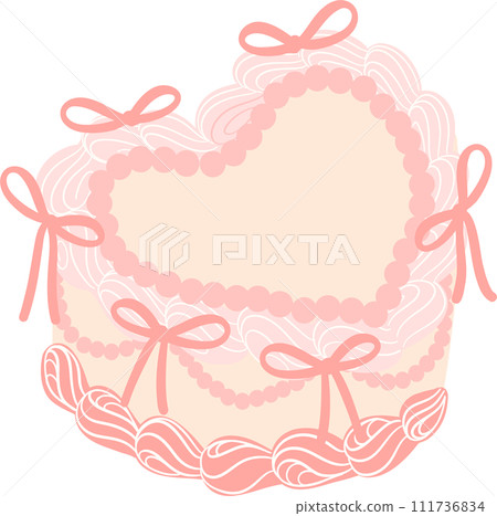 Coquette cake, vintage retro cake illustration 111736834