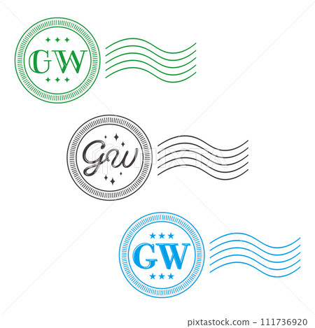 Golden Week postmark style stamp variation set 111736920