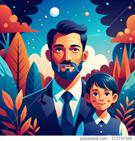 International Father's Day family love illustration digital 111737169