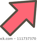 Pop illustration of an arrow pointing upwards to the right 111737370