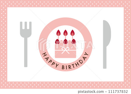 草莓蛋糕簡單生日卡插畫 111737832