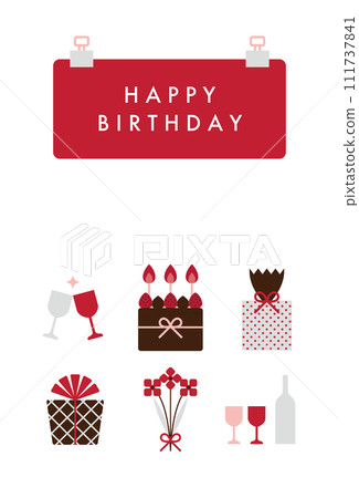 Clipped red paper birthday card design 111737841