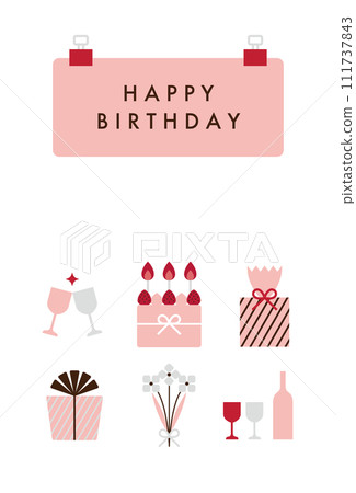 帶有夾子的粉紅紙生日卡設計 111737843
