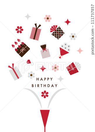 生日卡，附餅乾、禮物和蛋糕 111737857